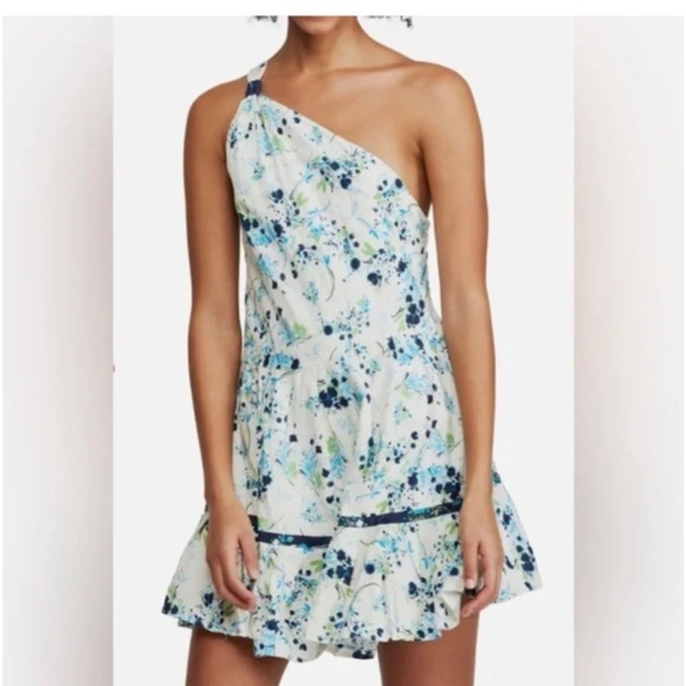 Free People All Mine Ivory Blue Floral Dress L